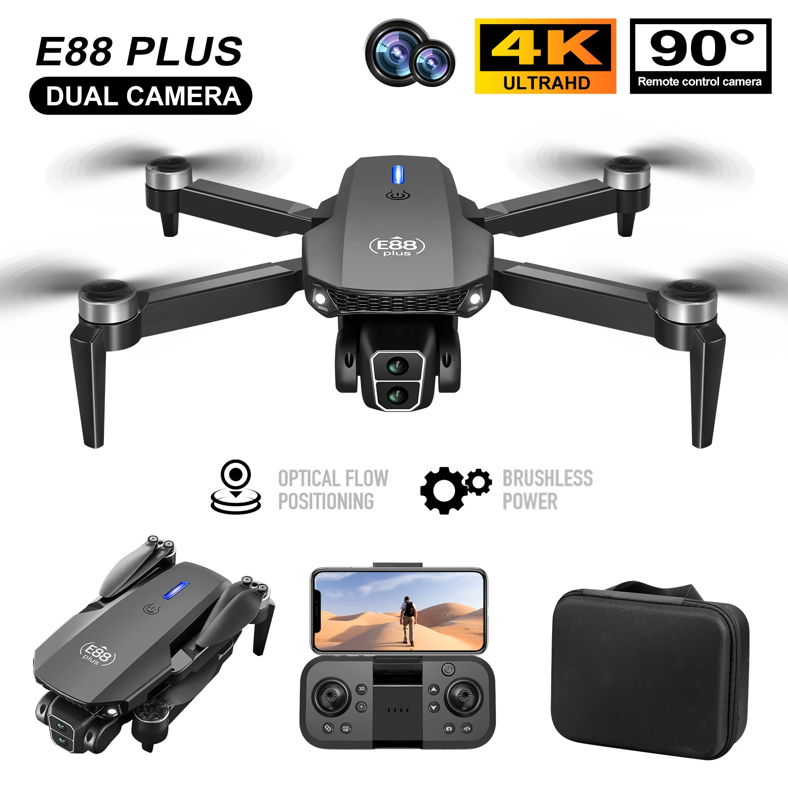 Drone Cinematic - Nieuwe E88 Plus Quadcopter Drone: 90