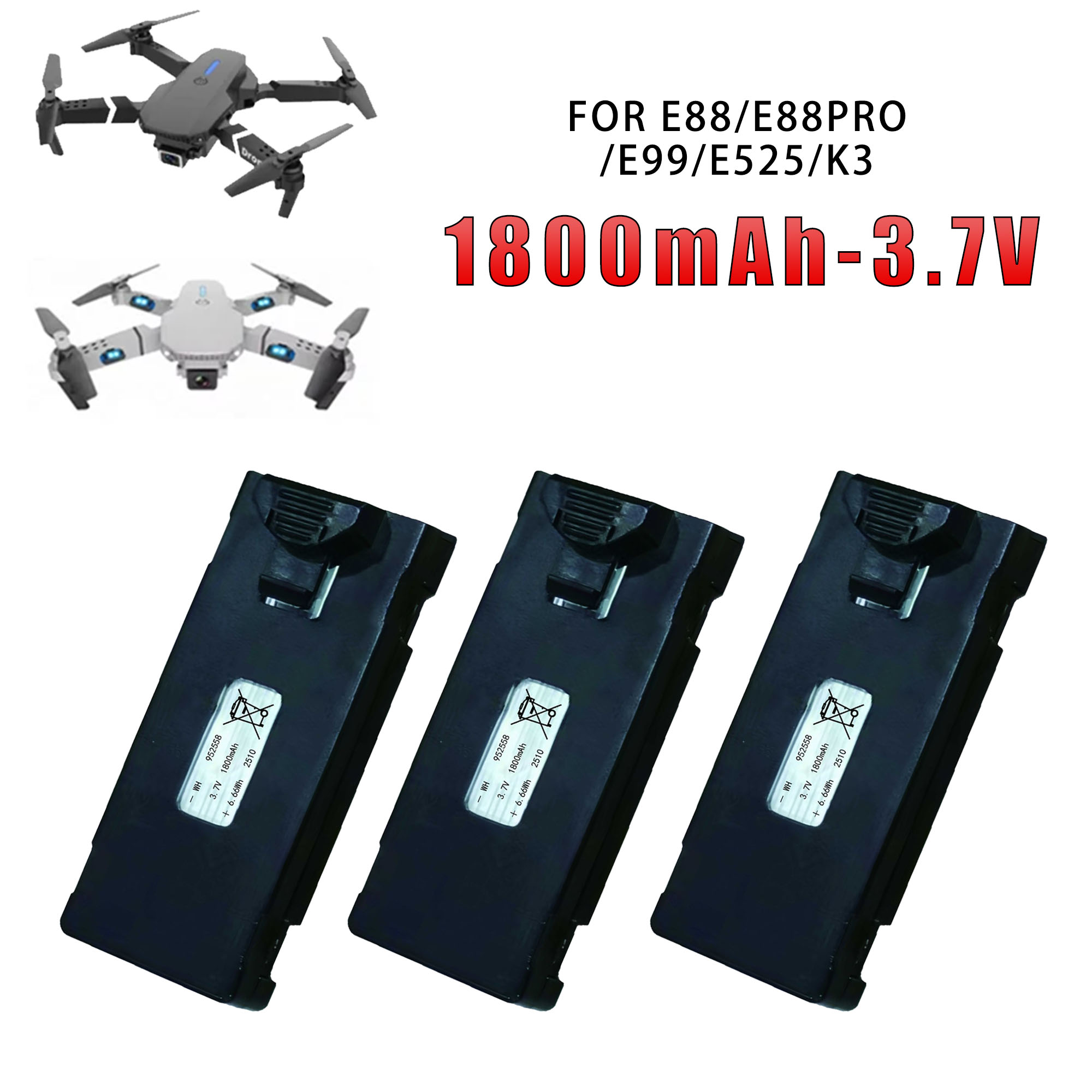 E88 3.7V 1800mAh Originele fab - Eachine Drone E58 recensie en prijs